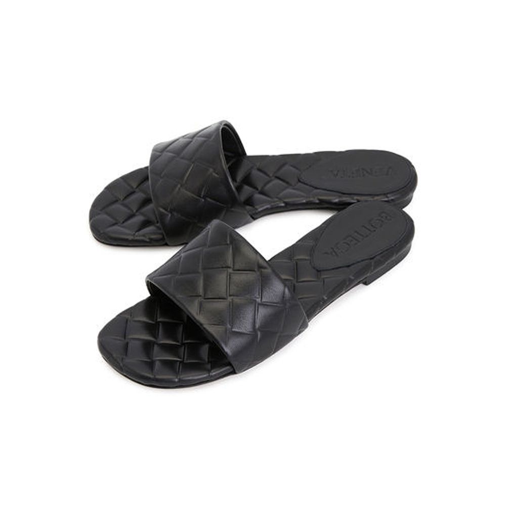 BOTTEGA VENETA Black Lamb Leather Mules
