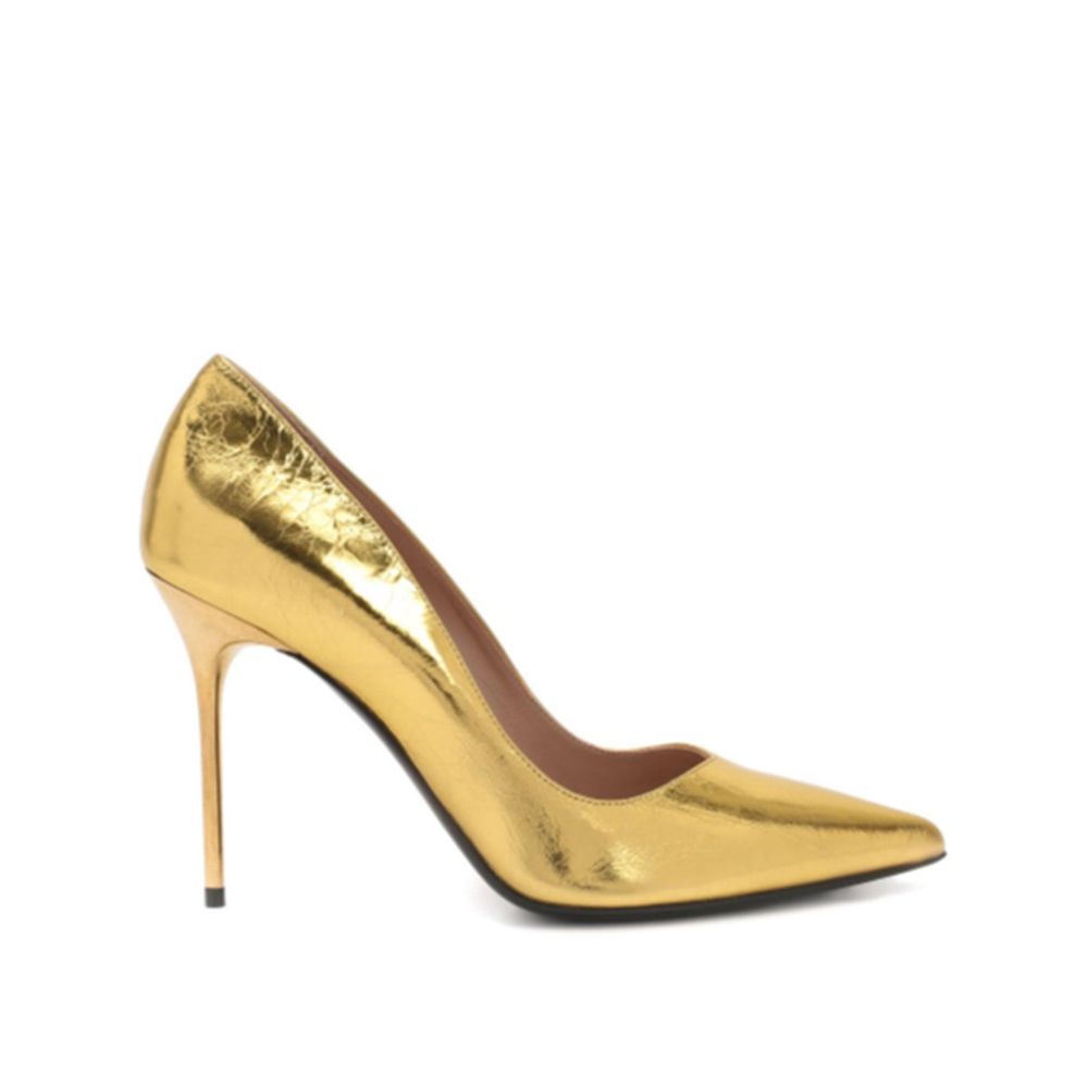BALMAIN Gold Calfskin High Heel Pumps