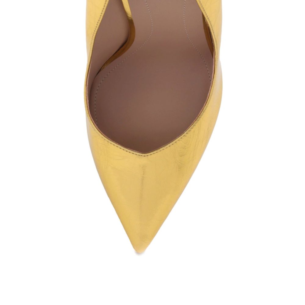 BALMAIN Gold Calfskin High Heel Pumps