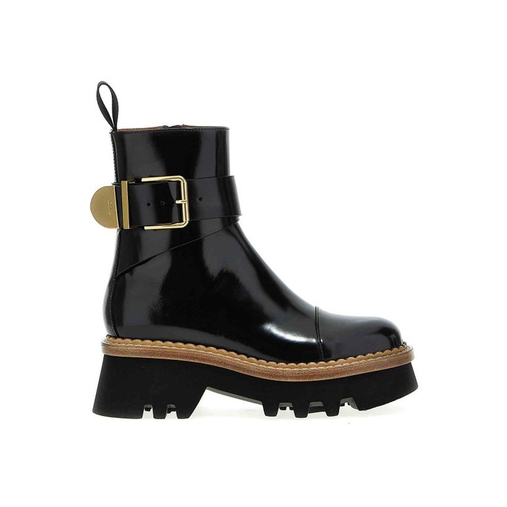 CHLOÉ Black Calfskin Ankle Boots