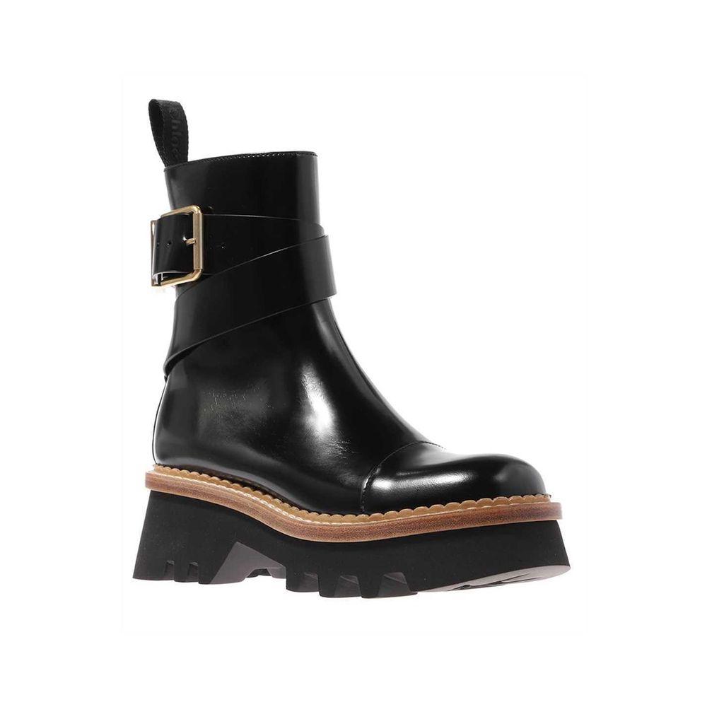 CHLOÉ Black Calfskin Ankle Boots