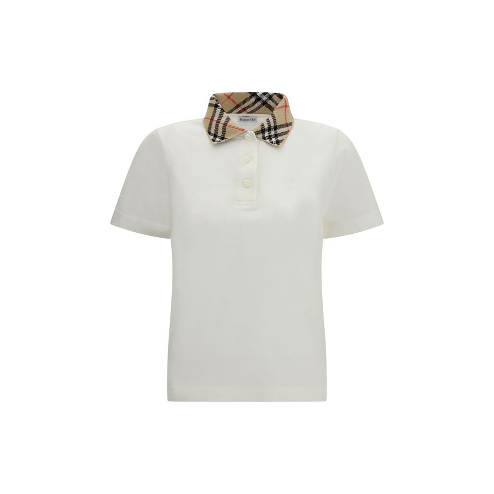 BURBERRY White Cotton Polo Shirt