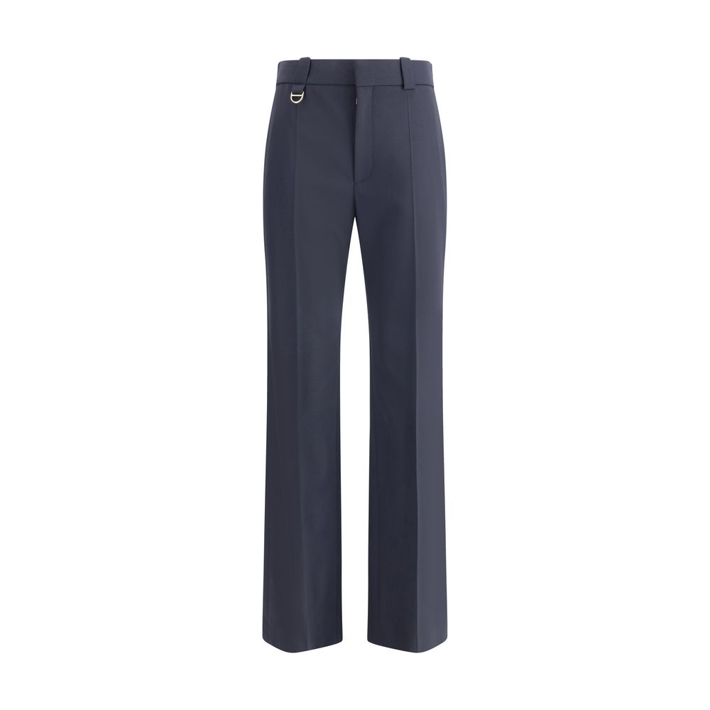Blue Fleece Wool Casual Pants