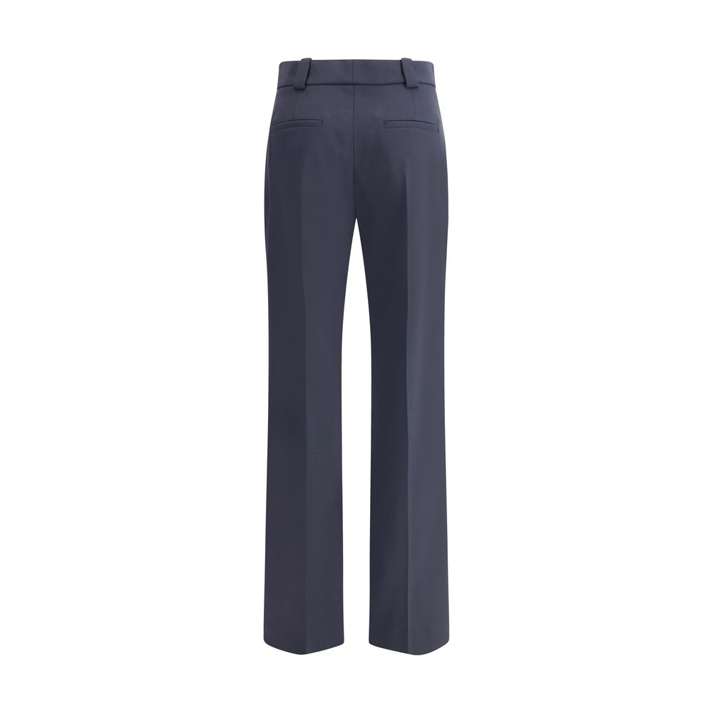 Blue Fleece Wool Casual Pants