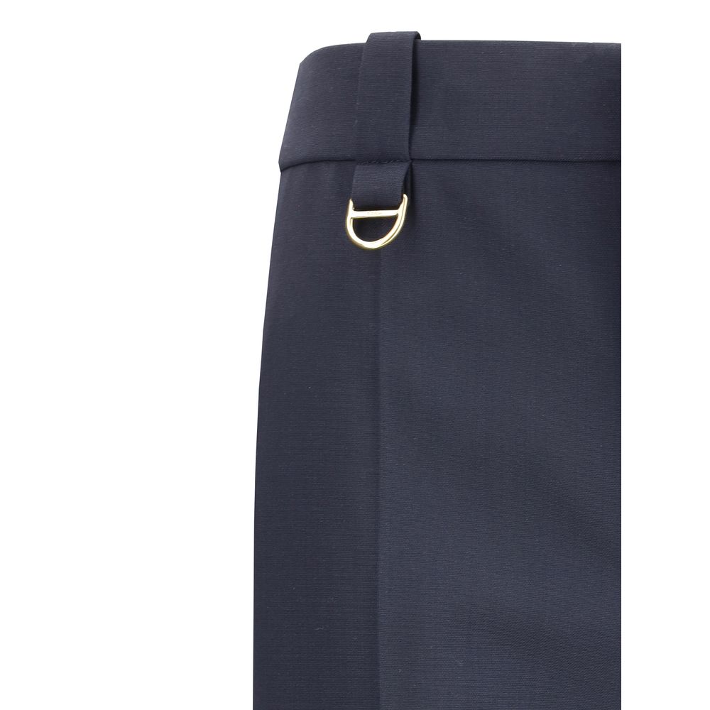 Blue Fleece Wool Casual Pants
