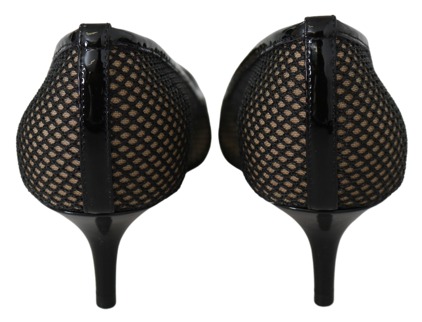 JIMMY CHOO Black Mesh and Leather Amika 50 Pumps