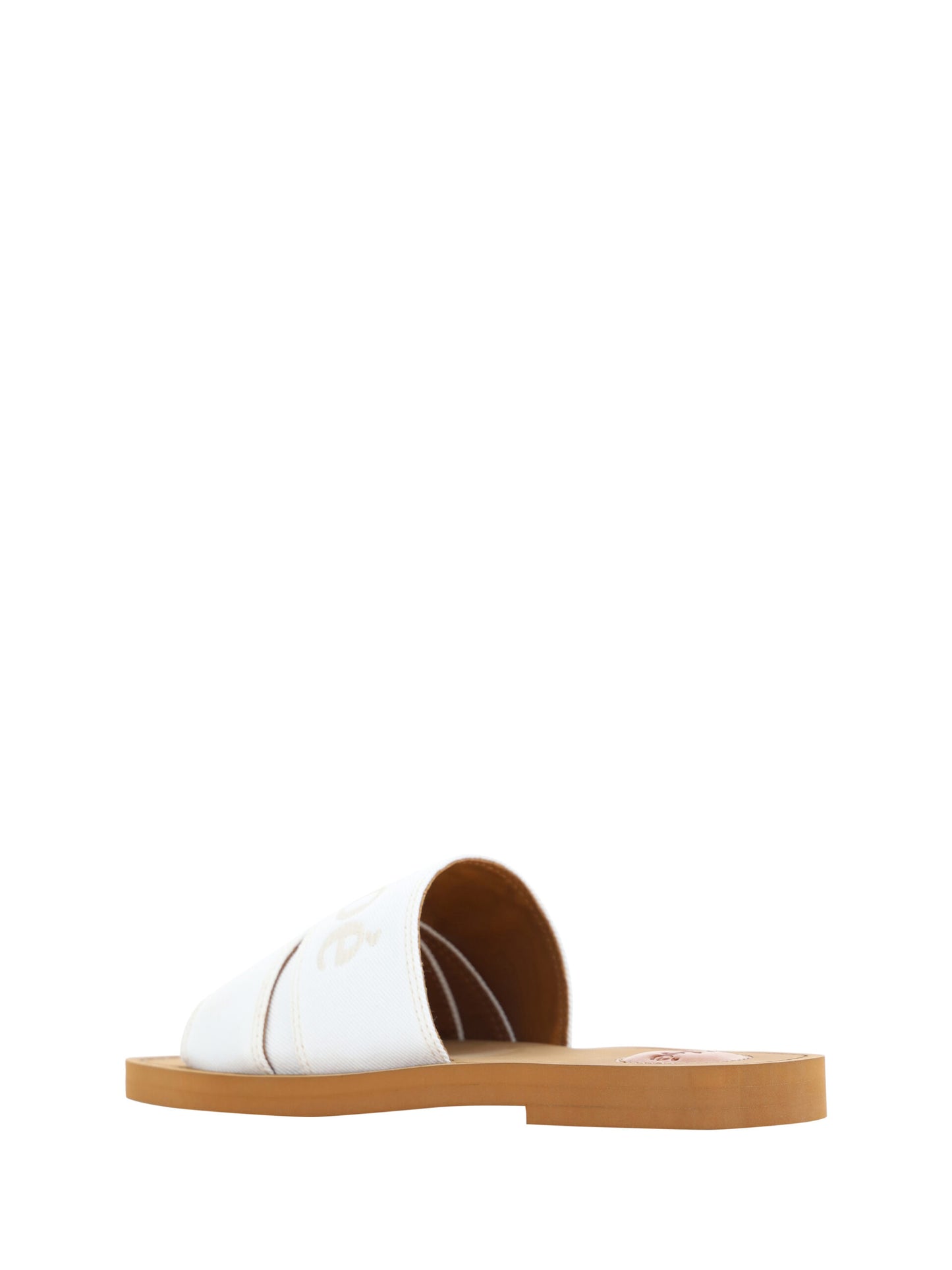 CHLOÉ White Cotton Slides Woody Sandals