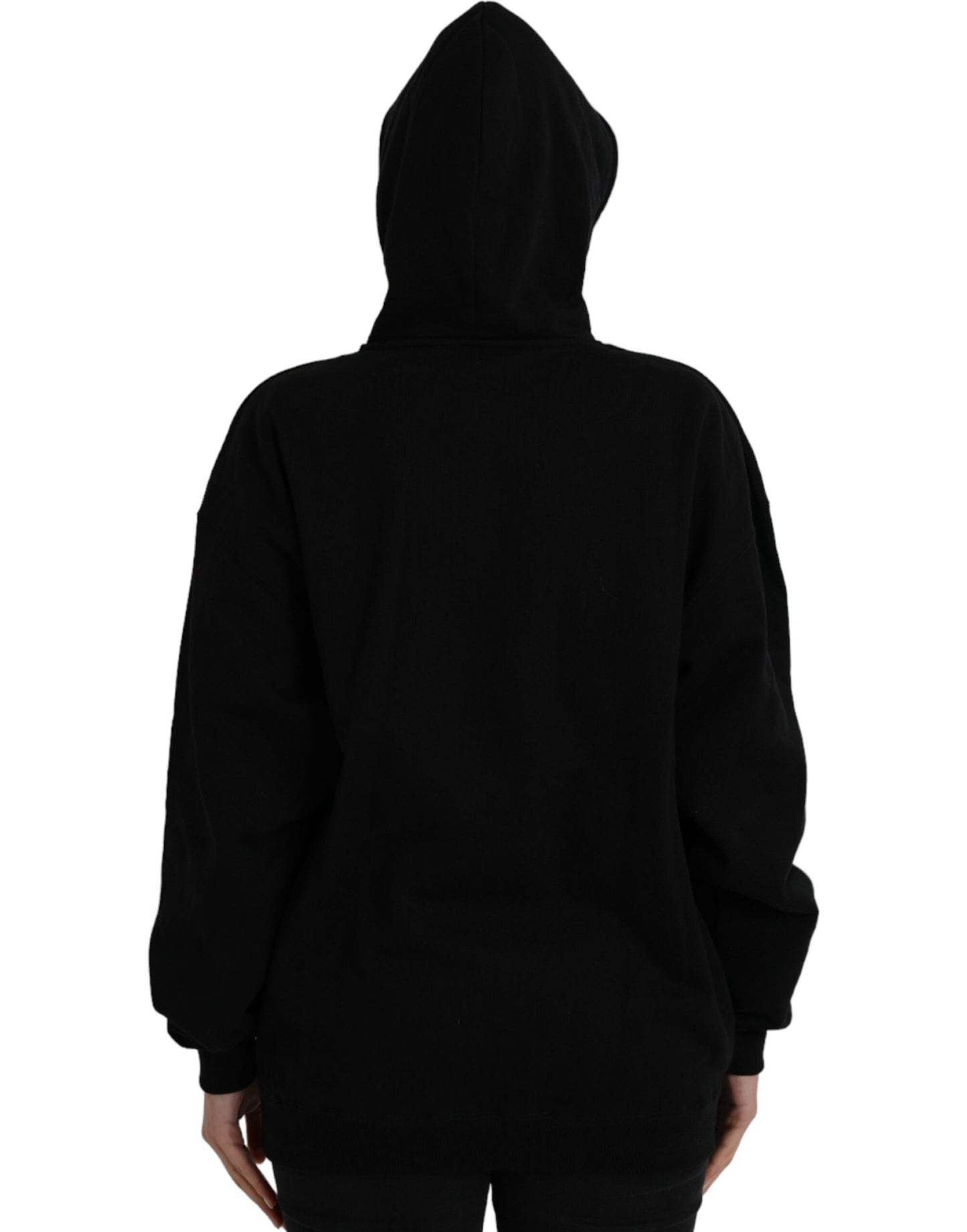BALENCIAGA Black Cotton Logo Hooded Pullover Sweatshirt Sweater