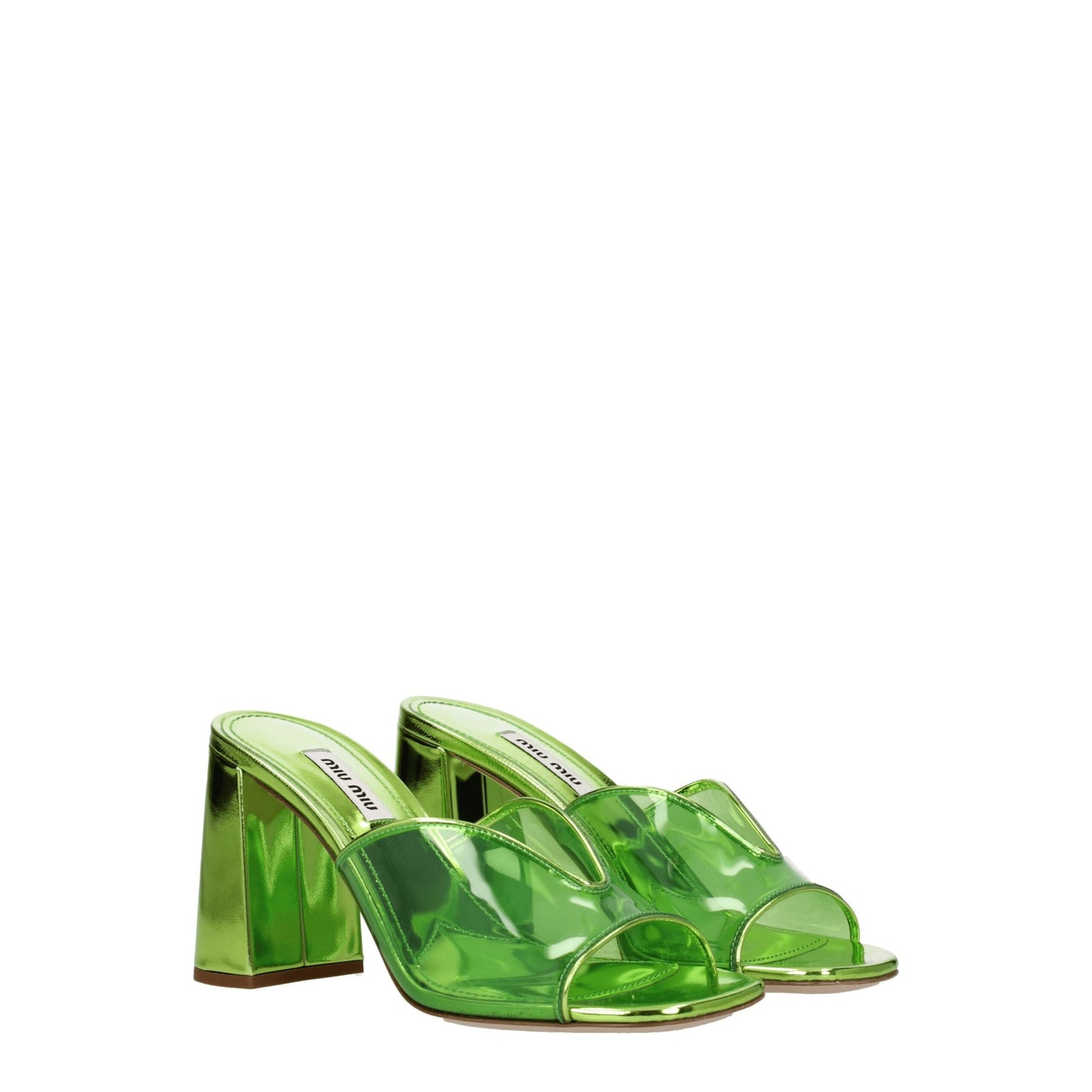 MIU MIU Green Plexiglass Platform Sandals