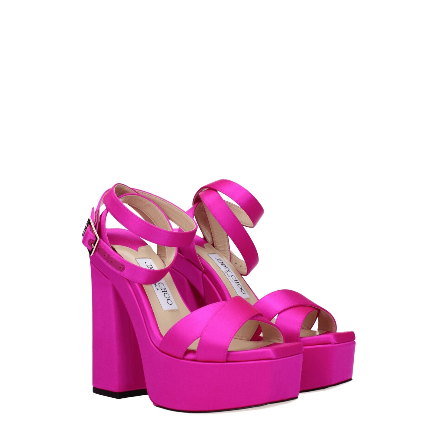 JIMMY CHOO Pink Satin Platform Sandals