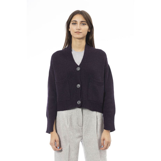 ALPHA STUDIO’S Purple Merino Wool Women Cardigan