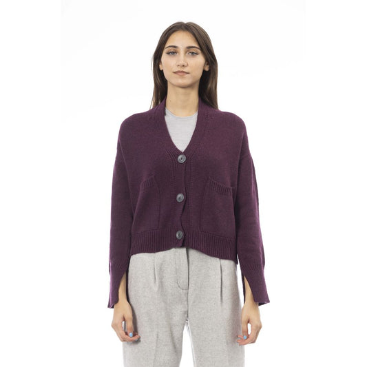 ALPHA STUDIO’S Burgundy Merino Wool Women Cardigan