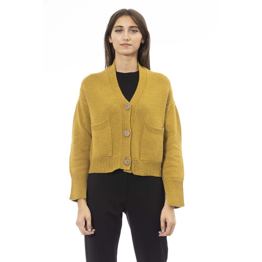 ALPHA STUDIO’S Yellow Merino Wool Women Cardigan