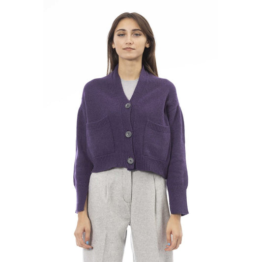 ALPHA STUDIO’S Purple Merino Wool Women Cardigan