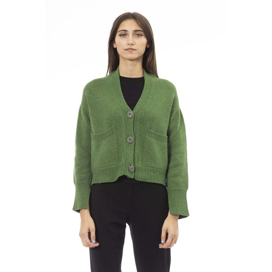 ALPHA STUDIO’S Green Merino Wool Women Cardigan