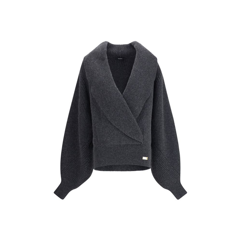 BALMAIN The oversized wrap-effect Sweater